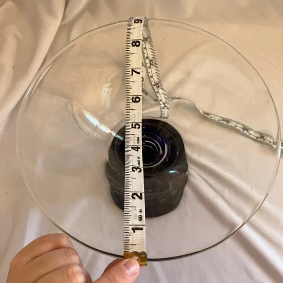 Elegant Glass Compote with Navy Base - Picture 7 of 9